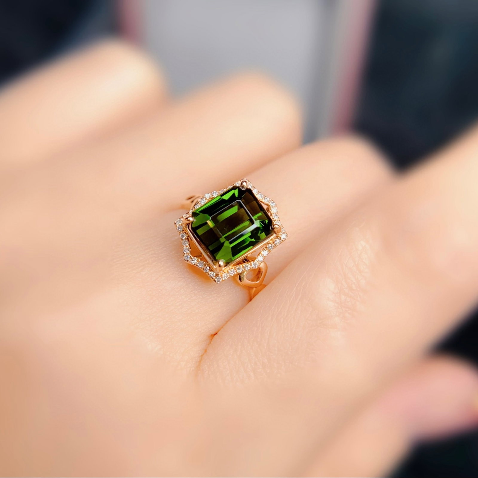 14k Gold 3.52 Ctw Natural Tourmaline & Diamond Ring - 2
