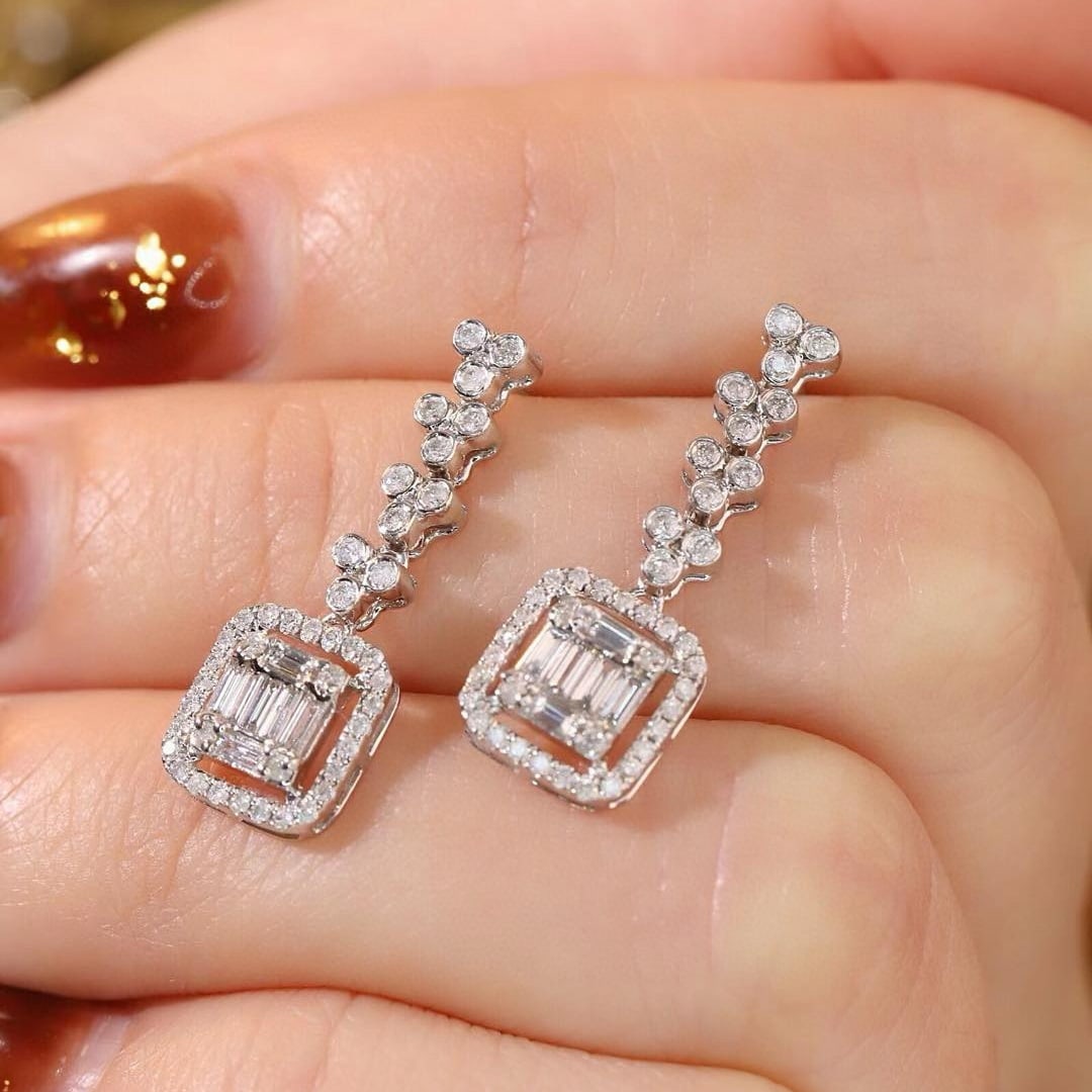 14k Gold 0.8 Ct Natural H Diamond Earrings - 4