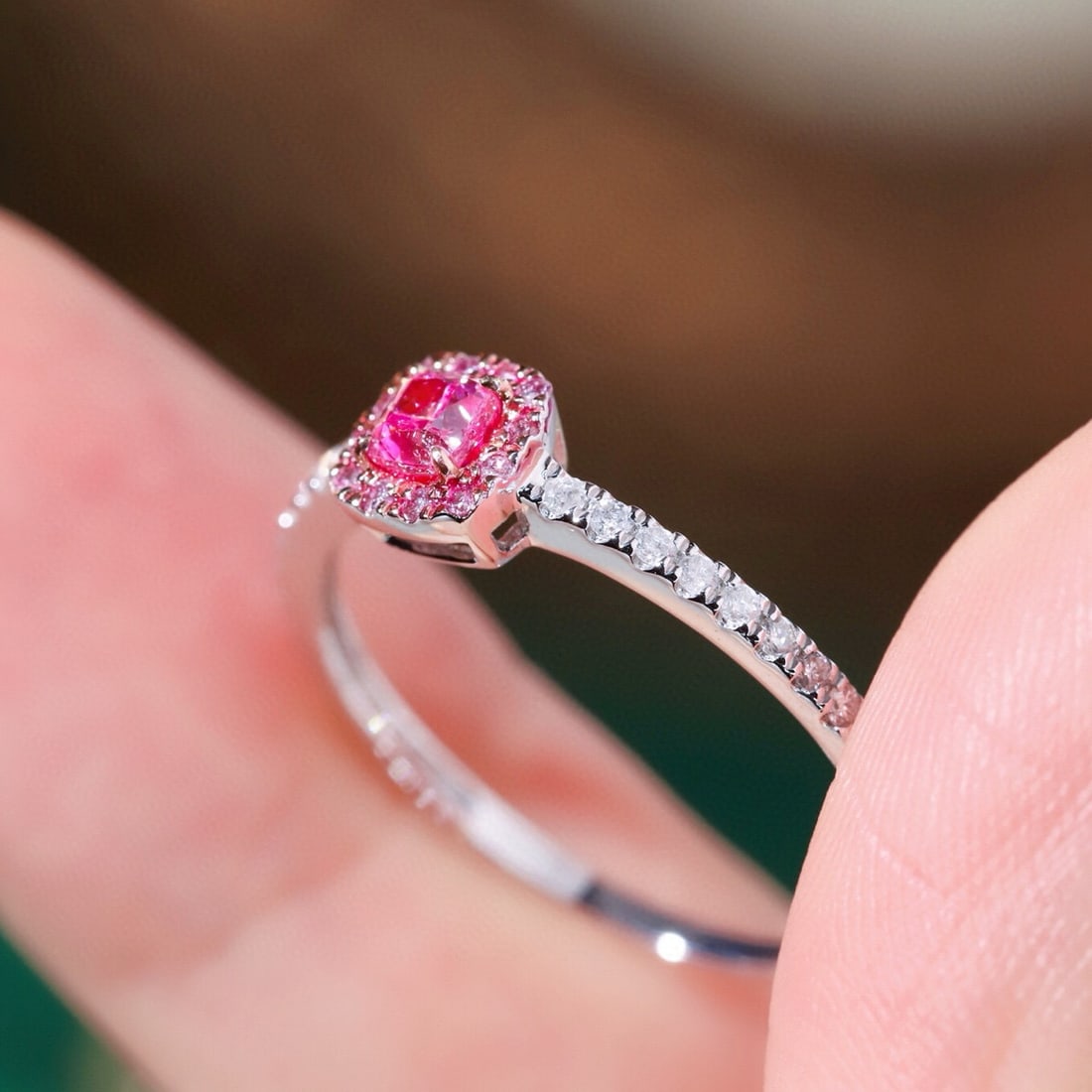 14k Gold 0.40 Ctw Natural Pink Diamond & Diamond Ring - 2