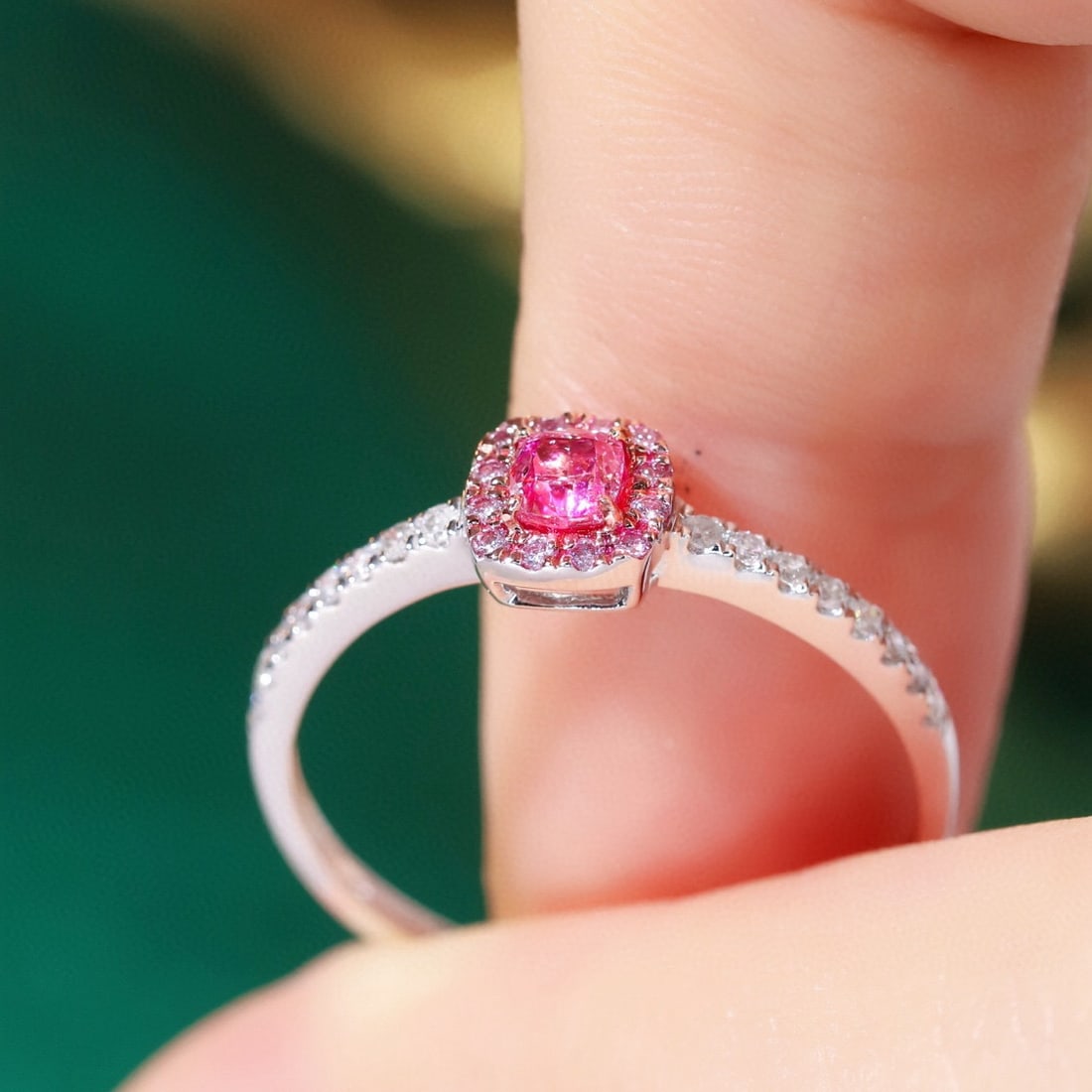 14k Gold 0.40 Ctw Natural Pink Diamond & Diamond Ring - 3