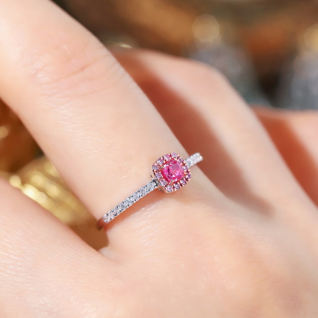 14k Gold 0.40 Ctw Natural Pink Diamond & Diamond Ring - 5