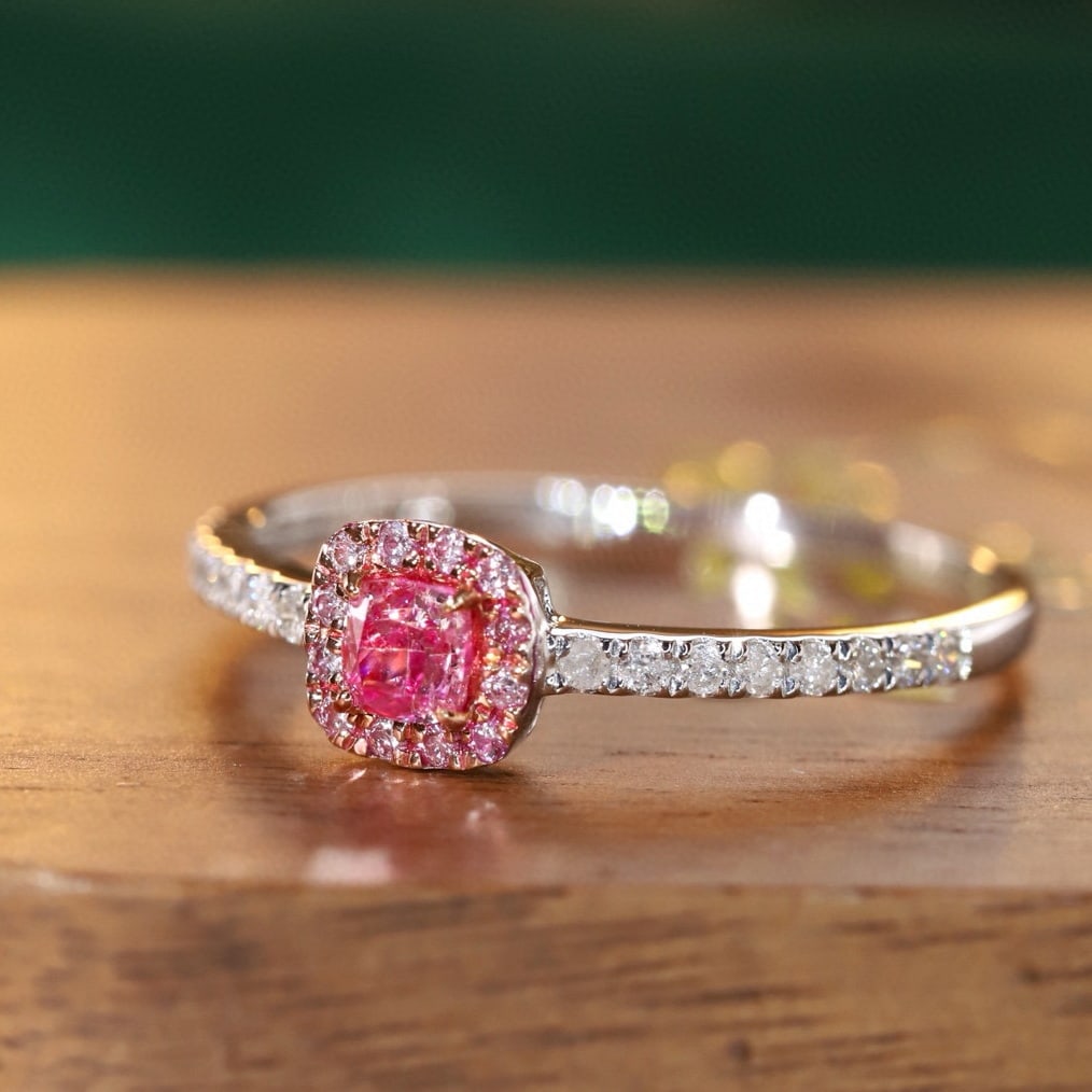 14k Gold 0.40 Ctw Natural Pink Diamond & Diamond Ring - 6