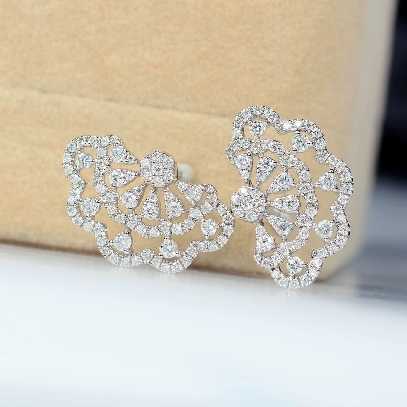 14k Gold 1.06 Ct Natural H Diamond Earrings - 2
