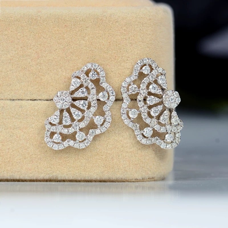 14k Gold 1.06 Ct Natural H Diamond Earrings - 3