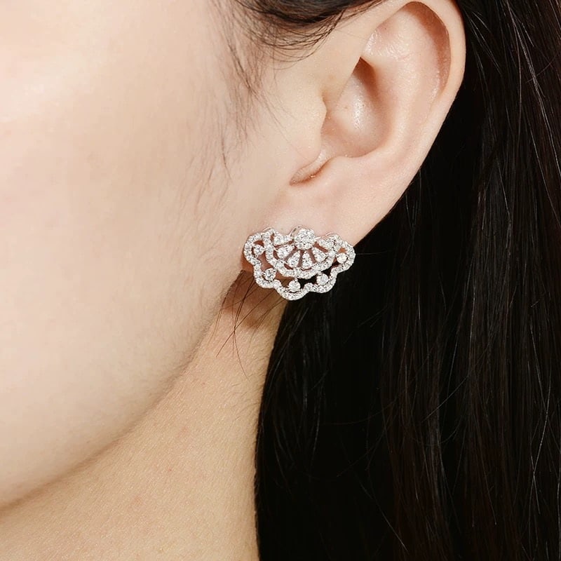 14k Gold 1.06 Ct Natural H Diamond Earrings - 5