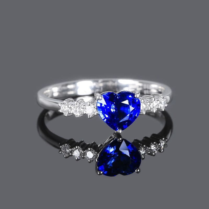14k Gold 0.98 Ctw Natural Sapphire & Diamond Ring - 4