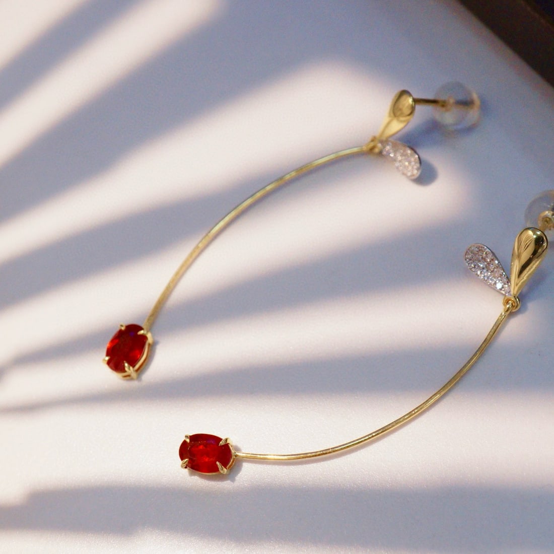 14k Gold 1.48 Ctw Vivid Red Natural Ruby & Diamond Earrings - 2