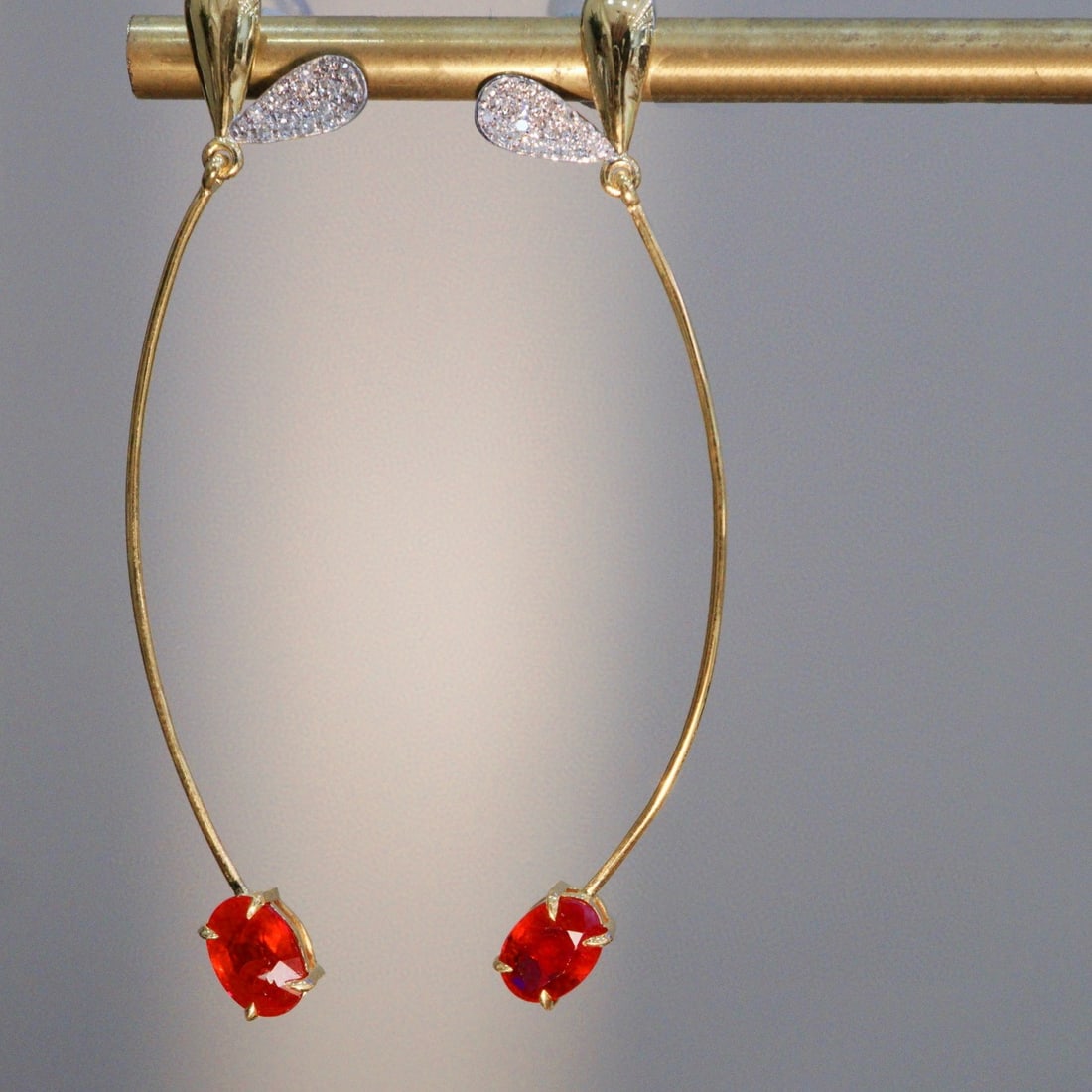 14k Gold 1.48 Ctw Vivid Red Natural Ruby & Diamond Earrings - 3