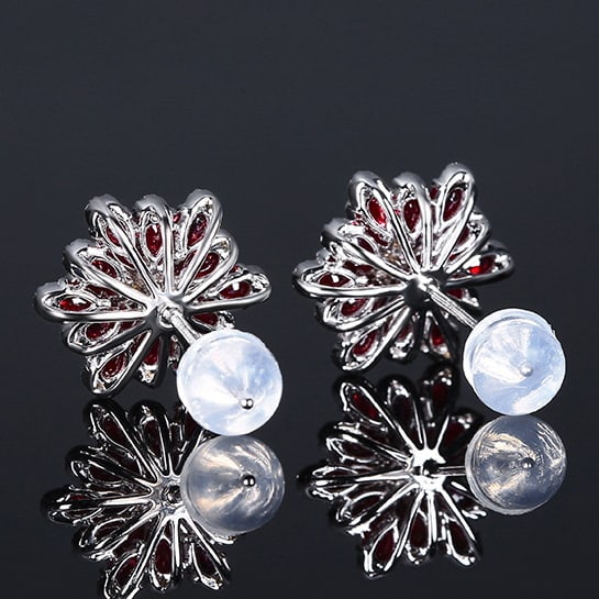 14k Gold 2.88 Ctw Natural Ruby & Diamond Earrings - 5