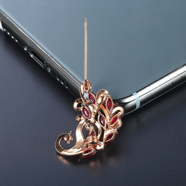 14k Gold 1.70 Ctw Vivid Red Natural Ruby & Diamond Brooch/pendant( Without Chain ) - 2