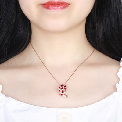 14k Gold 1.70 Ctw Vivid Red Natural Ruby & Diamond Brooch/pendant( Without Chain ) - 3
