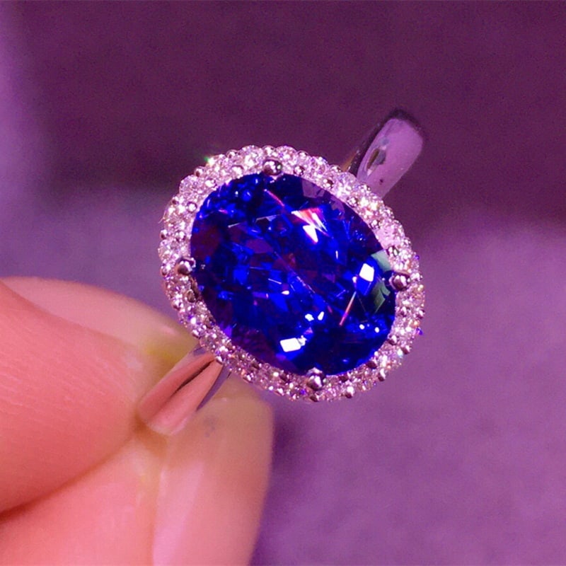 14k Gold 2.9 Ct Natural Tanzanite & Diamond Ring - 2