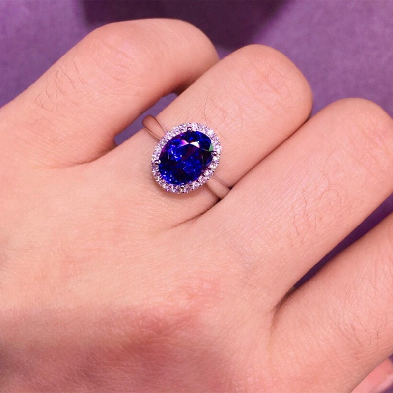 14k Gold 2.9 Ct Natural Tanzanite & Diamond Ring - 3