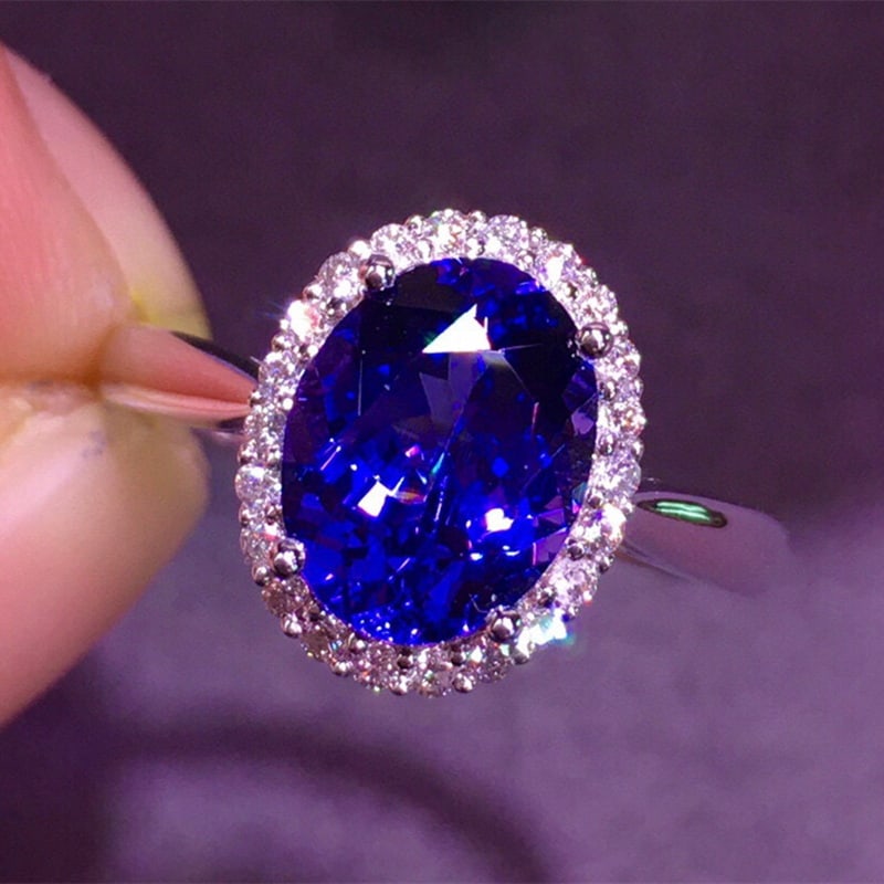 14k Gold 2.9 Ct Natural Tanzanite & Diamond Ring - 4