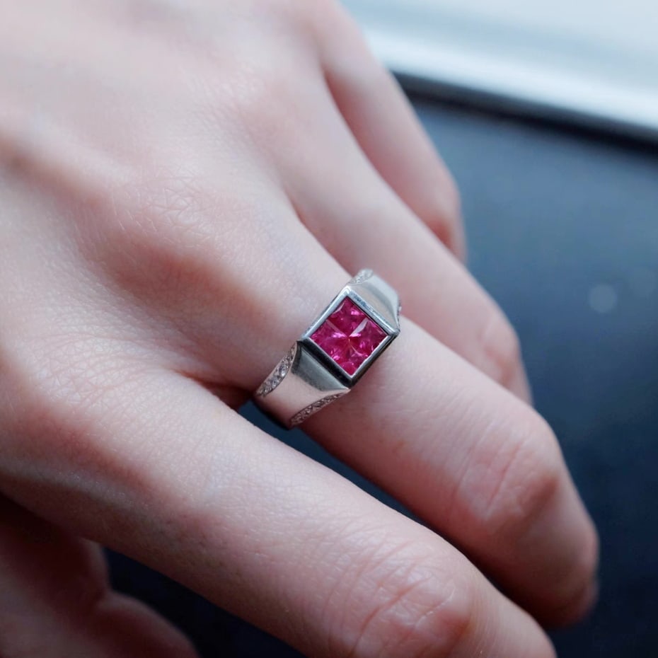 14k Gold 1.14 Ctw Natural Ruby & Diamond Ring - 7