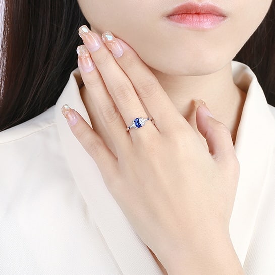 14k Gold 1.20 Ctw Natural Sapphire & Diamond Ring - 5