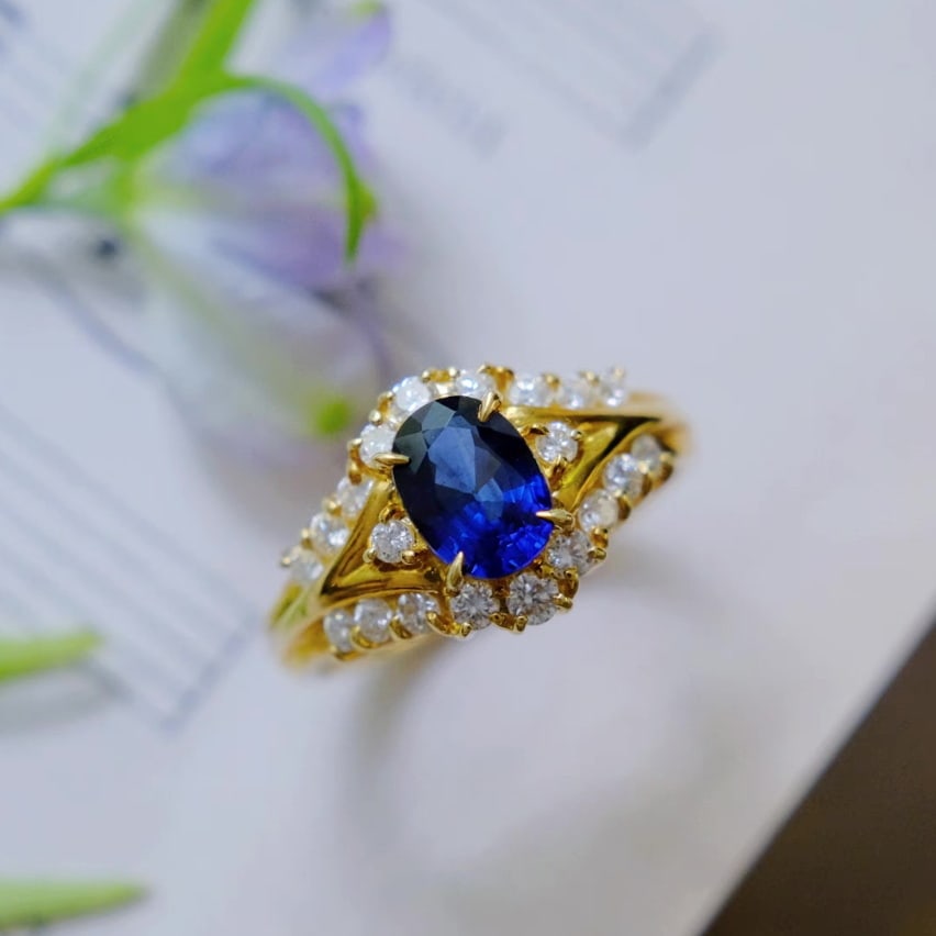 14k Gold 1.37 Ctw Natural Sapphire & Diamond Ring - 2