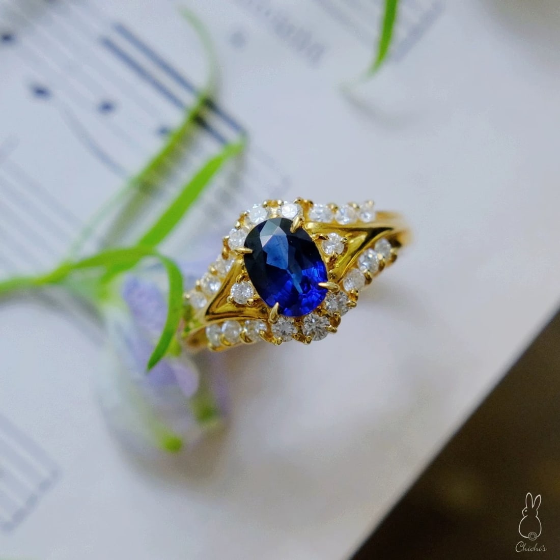 14k Gold 1.37 Ctw Natural Sapphire & Diamond Ring - 4