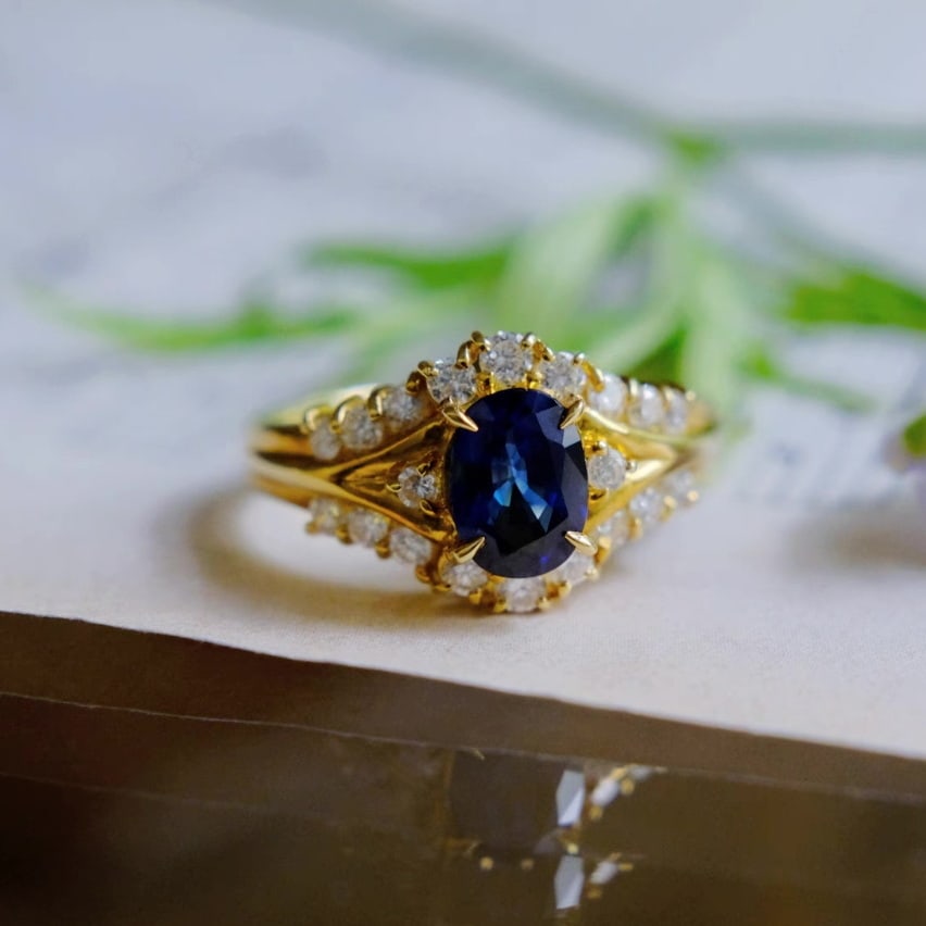 14k Gold 1.37 Ctw Natural Sapphire & Diamond Ring - 5