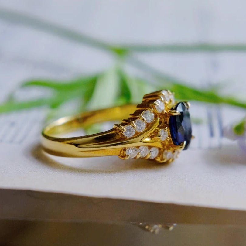 14k Gold 1.37 Ctw Natural Sapphire & Diamond Ring - 6