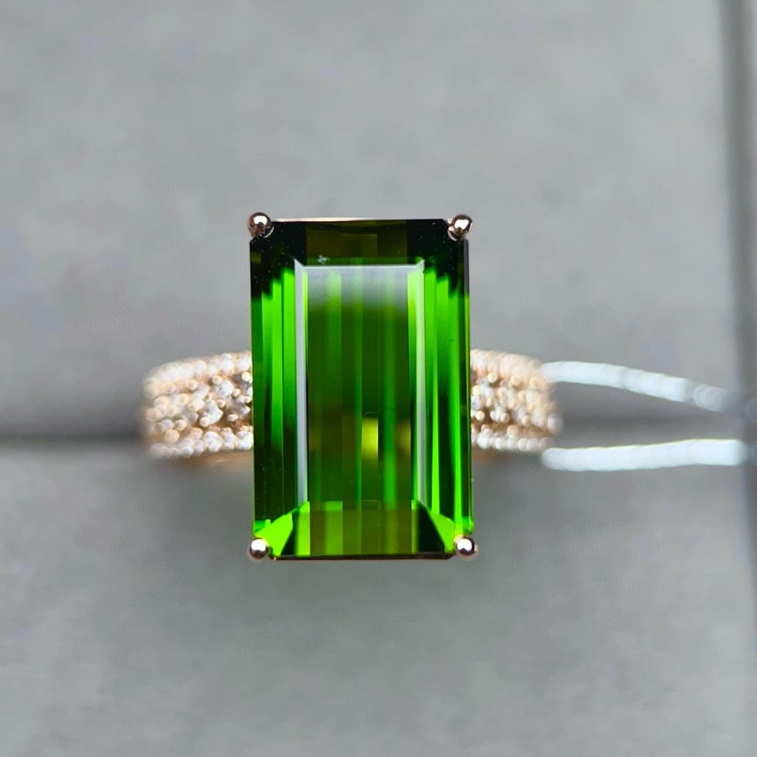 14k Gold 7.71 Ctw Natural Tourmaline & Diamond Ring - 4