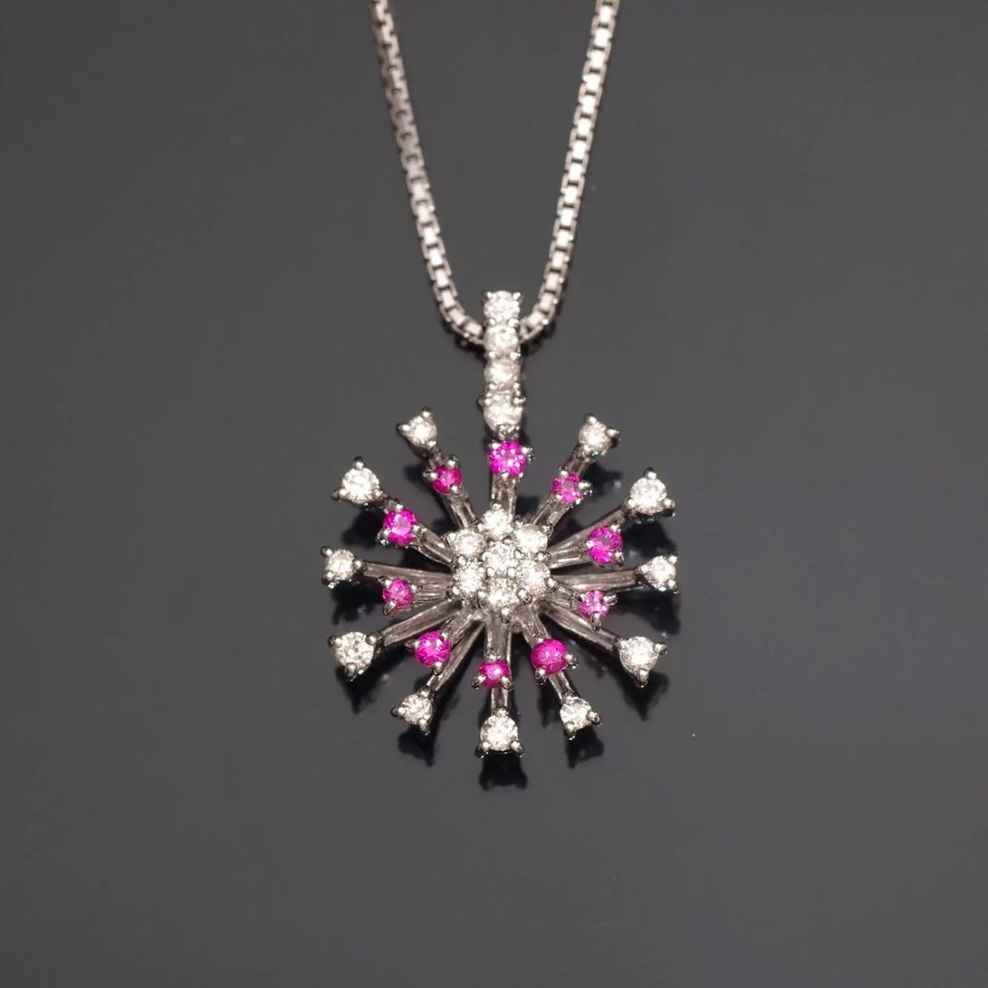 14k Gold 0.52 Ctw Natural Ruby & Diamond Necklace: Ref:230967139 // gold content:14k gold // main gemstone:ruby // shape:round // carat weight:0. 18ct // color:red // treatment:natural // cut grade:g // // adjacent gemstone 2 : diamond // shape:round