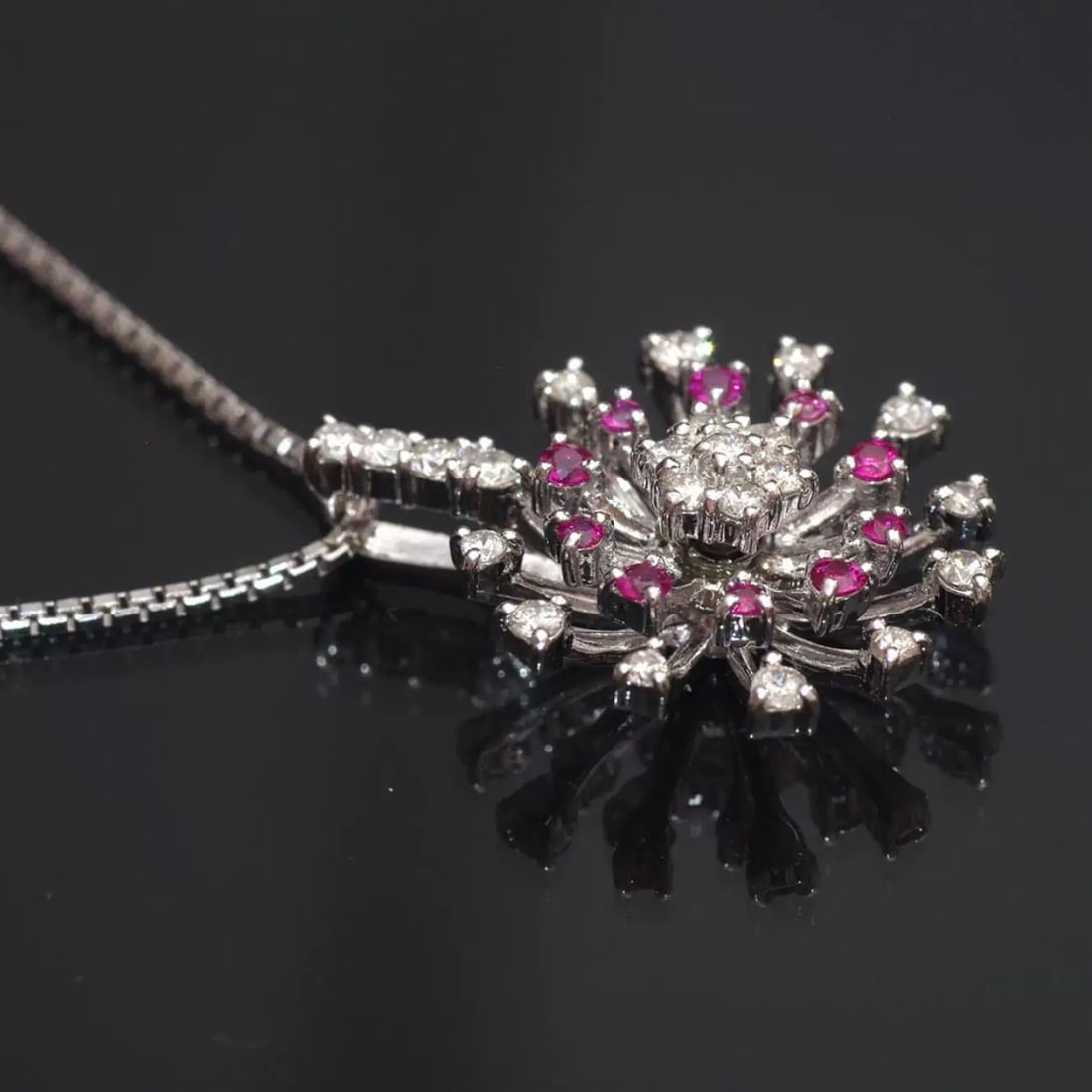 14k Gold 0.52 Ctw Natural Ruby & Diamond Necklace - 3