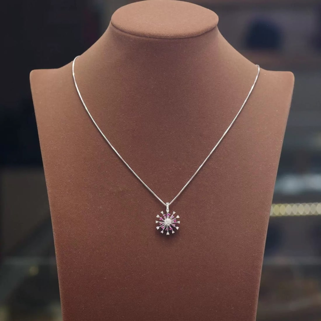 14k Gold 0.52 Ctw Natural Ruby & Diamond Necklace - 4
