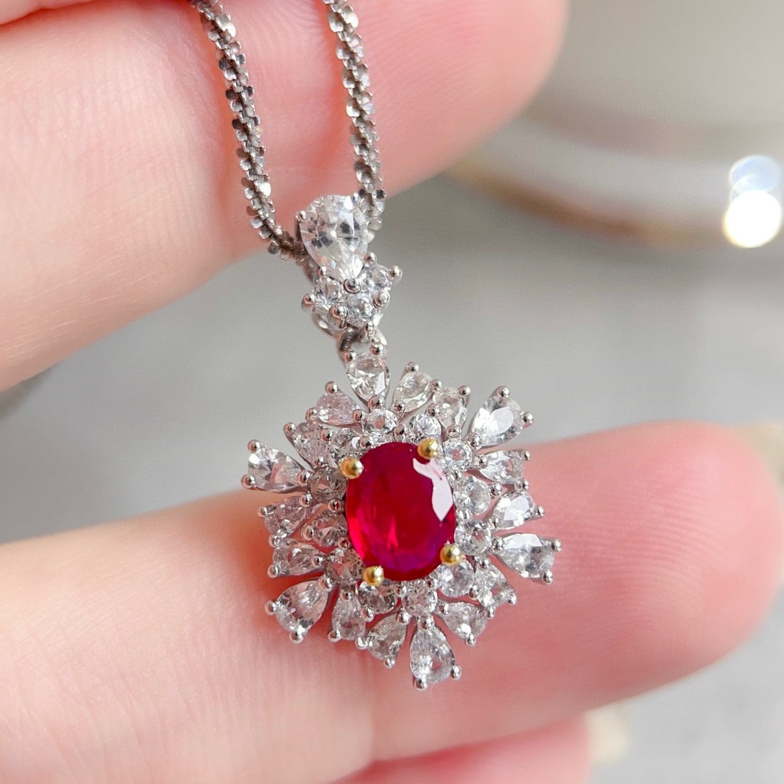 14k Gold 2.40 Ctw Natural Ruby & Sapphire Pendant( Without Chain ): Ref:230967165 // gold content:14k gold // main gemstone:ruby // shape:oval // carat weight:0. 80ct // color:pigeonblood red // treatment:natural // // adjacent gemstone 2 : sapphire // shape:multiply 