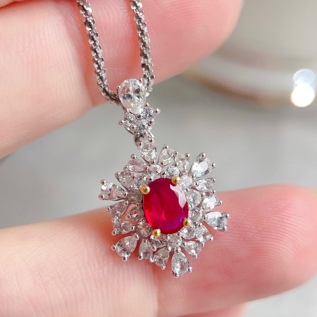 14k Gold 2.40 Ctw Natural Ruby & Sapphire Pendant( Without Chain ) - 2