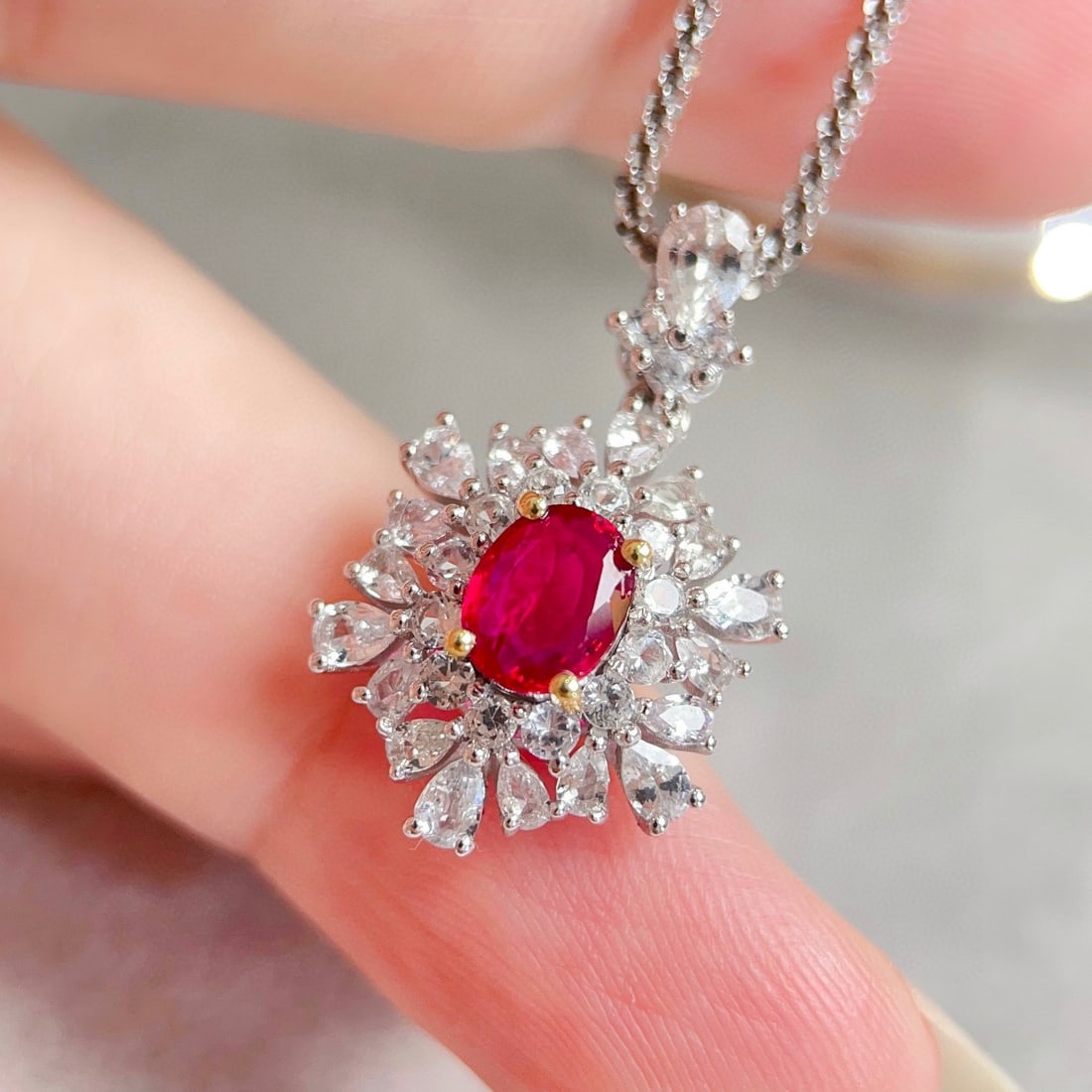 14k Gold 2.40 Ctw Natural Ruby & Sapphire Pendant( Without Chain ) - 3