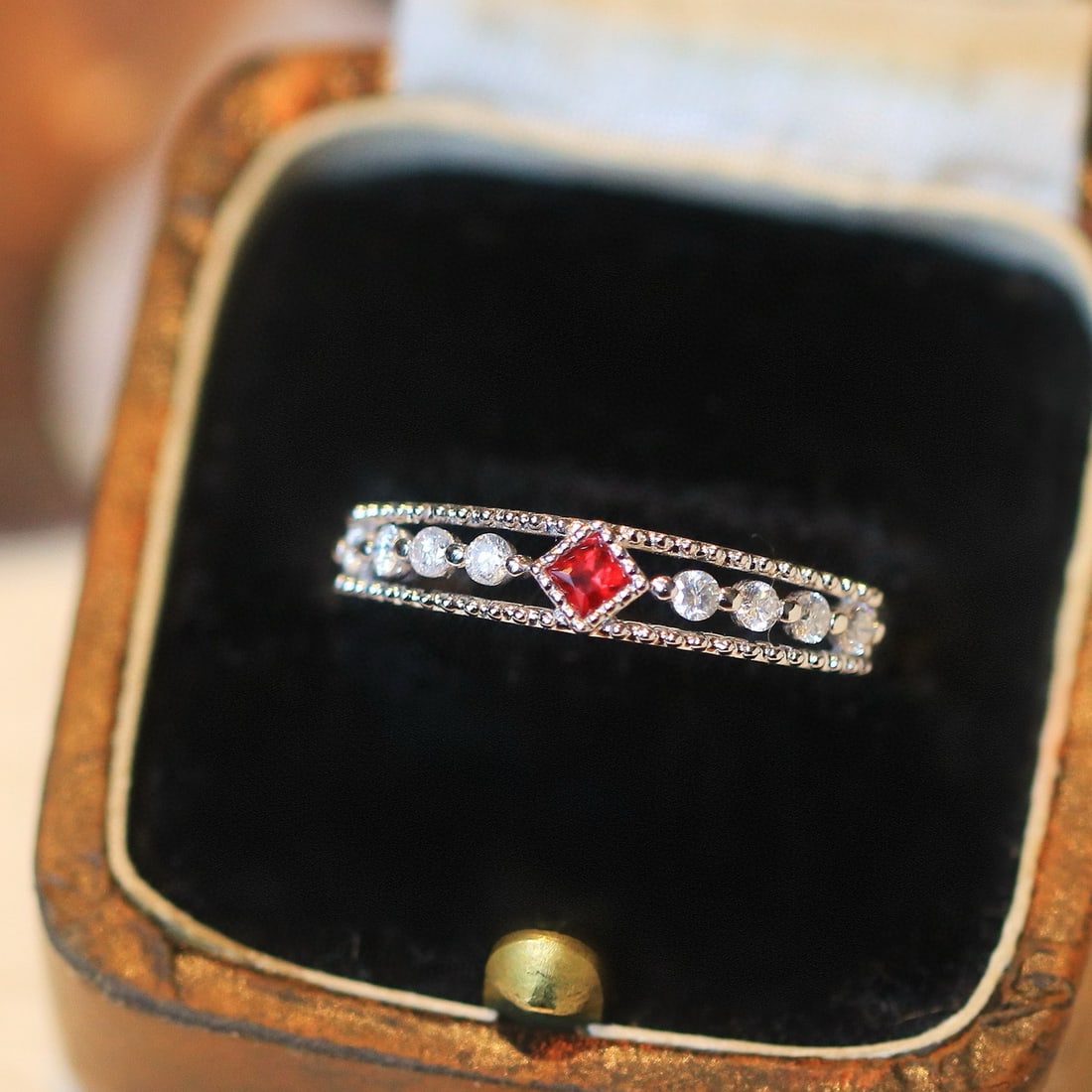 14k Gold 0.3 Ctw Vivid Red Natural Ruby & Diamond Ring - 2