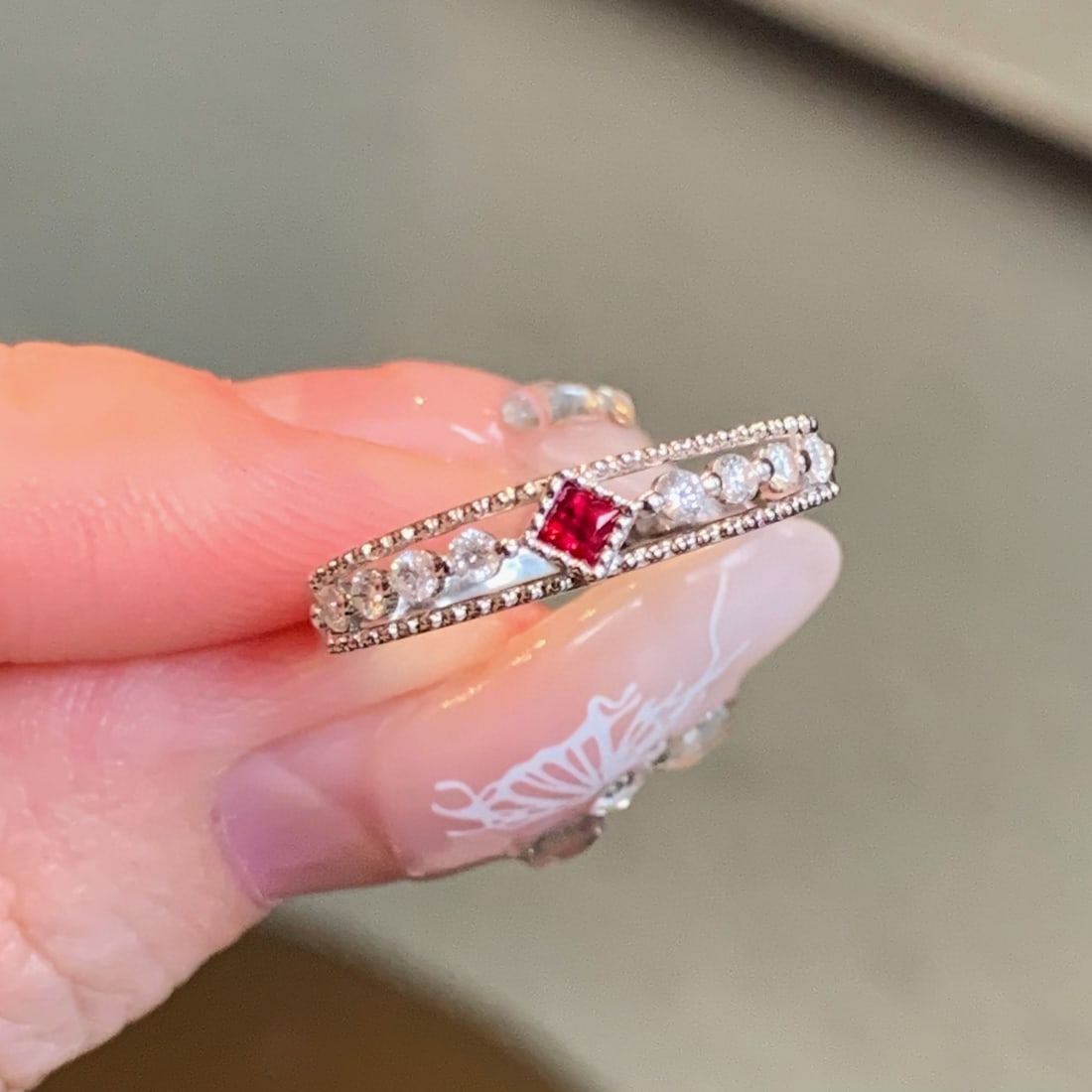 14k Gold 0.3 Ctw Vivid Red Natural Ruby & Diamond Ring - 5