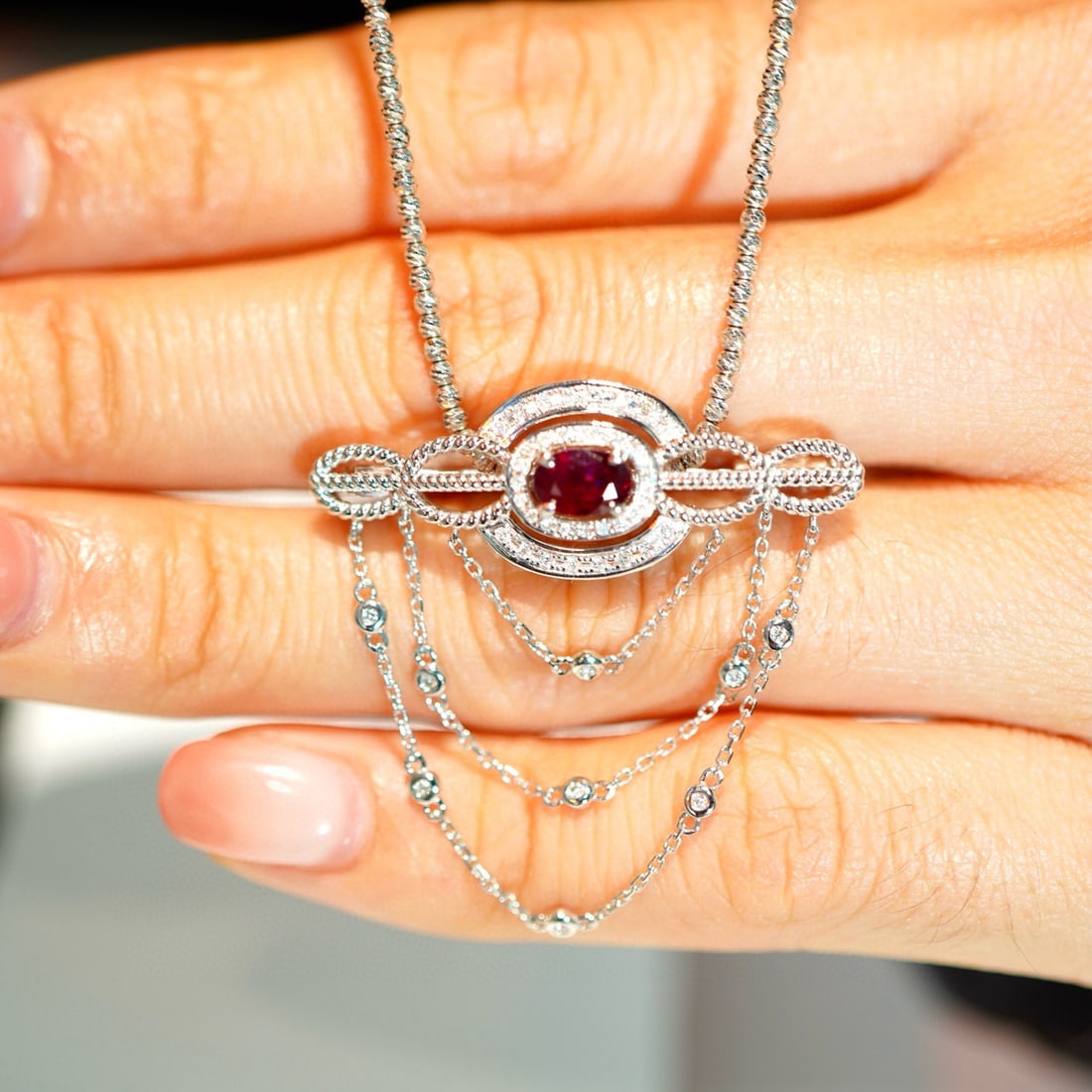 14k Gold 0.50 Ct Natural Ruby & Diamond Brooch/pendant( Without Chain ) - 5