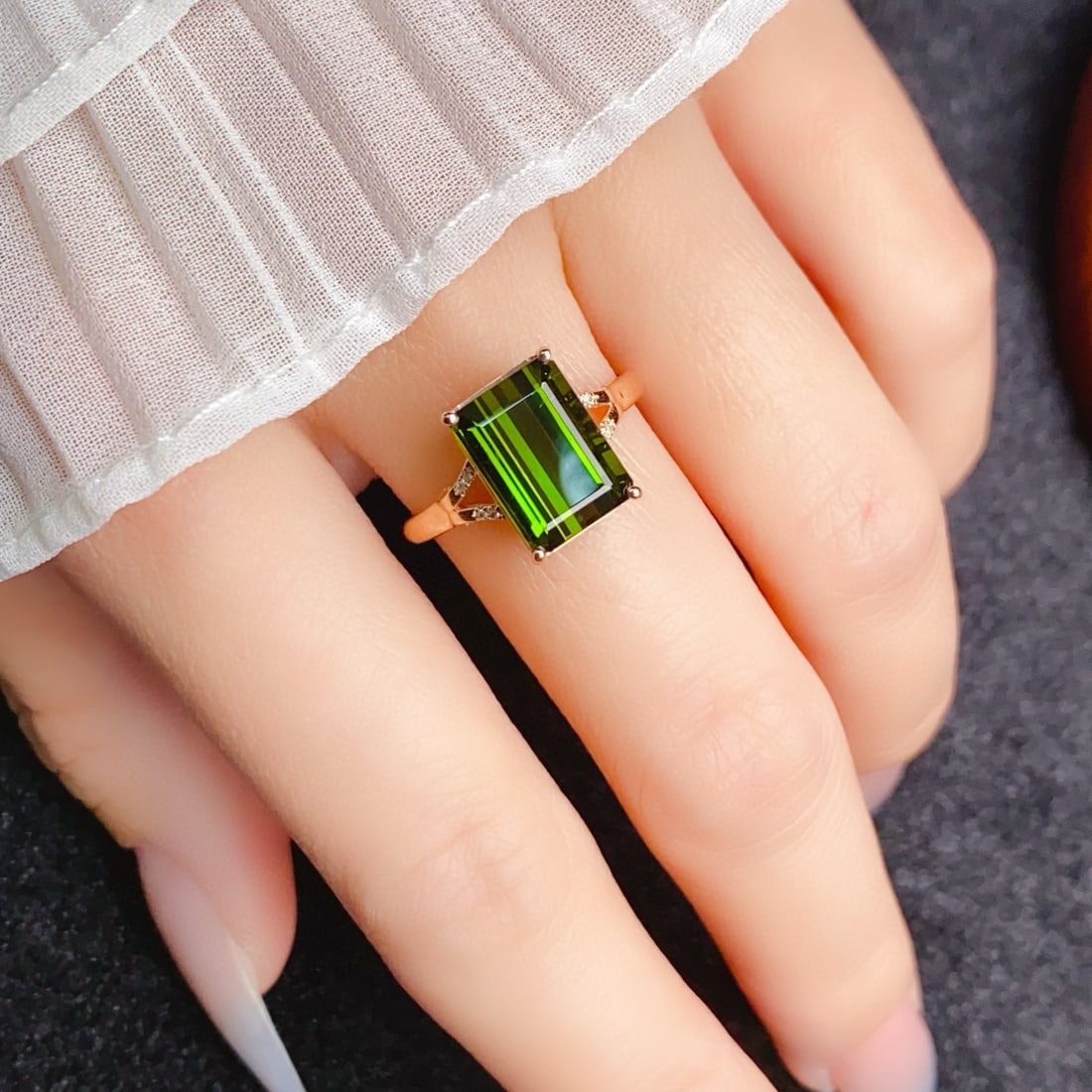 14k Gold 4.17 Ctw Natural Tourmaline & Diamond Ring - 2