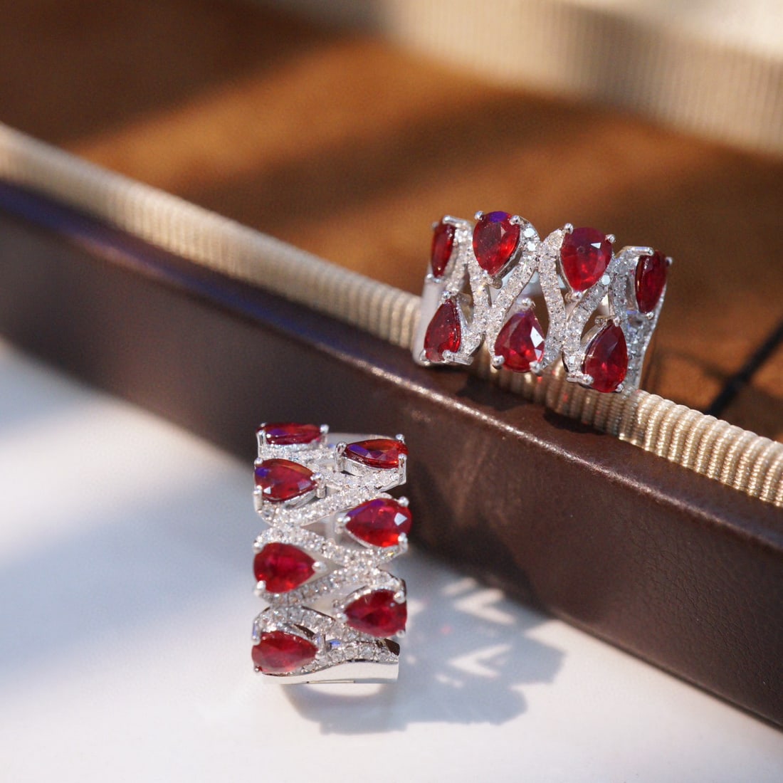 14k Gold 2.44 Ctw Vivid Red Natural Ruby & Diamond Earrings - 3