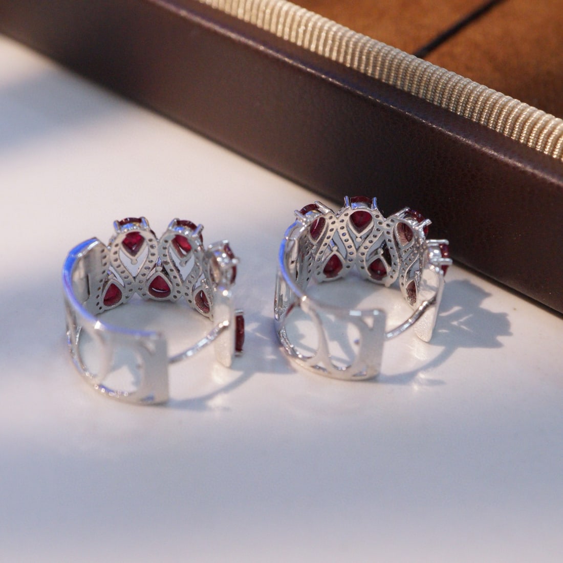 14k Gold 2.44 Ctw Vivid Red Natural Ruby & Diamond Earrings - 4