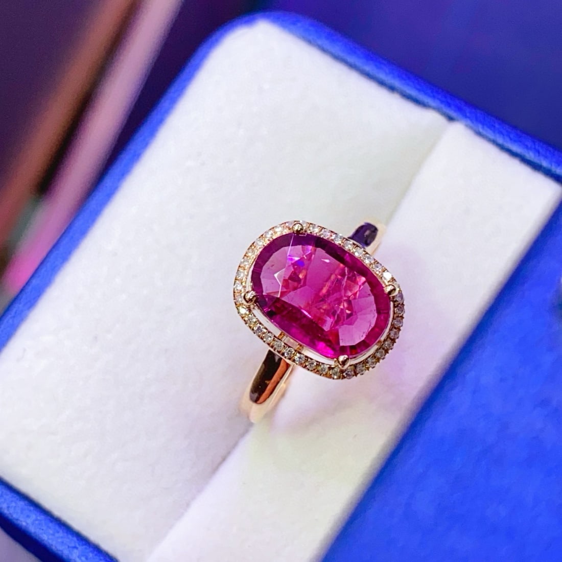 14k Gold 2.18 Ct Natural Tourmaline & Diamond Ring - 2