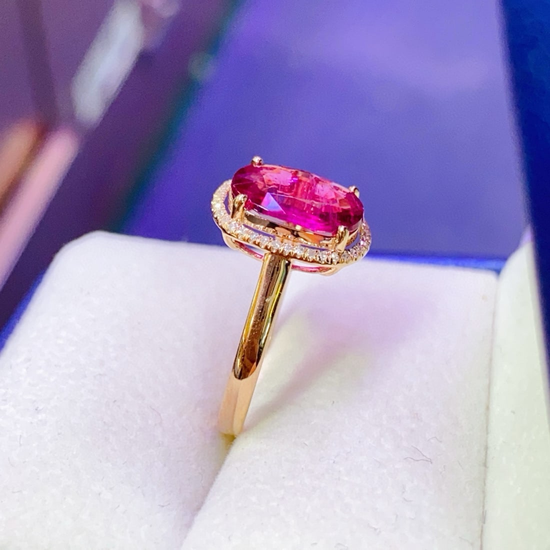14k Gold 2.18 Ct Natural Tourmaline & Diamond Ring - 4