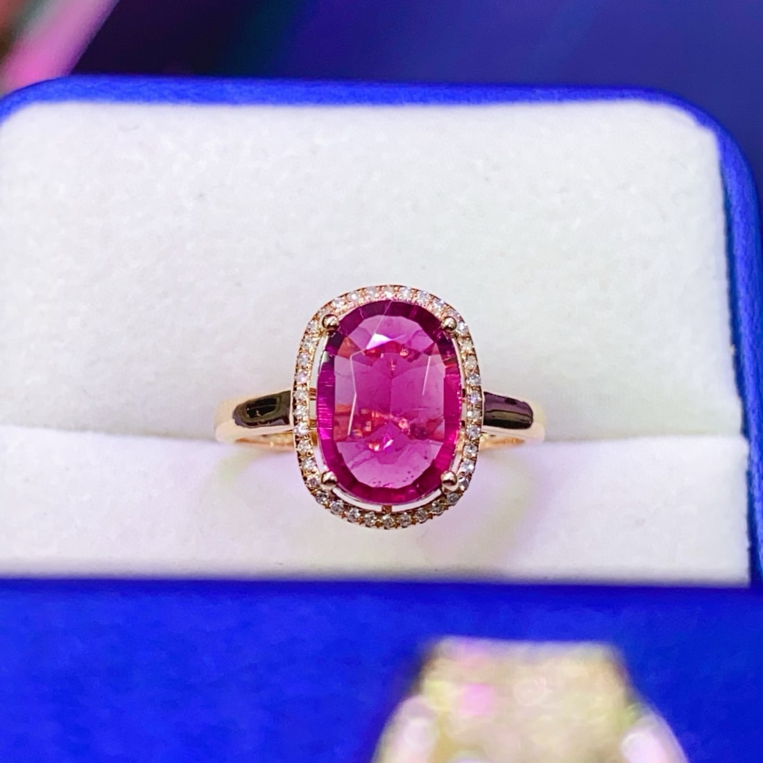 14k Gold 2.18 Ct Natural Tourmaline & Diamond Ring - 6