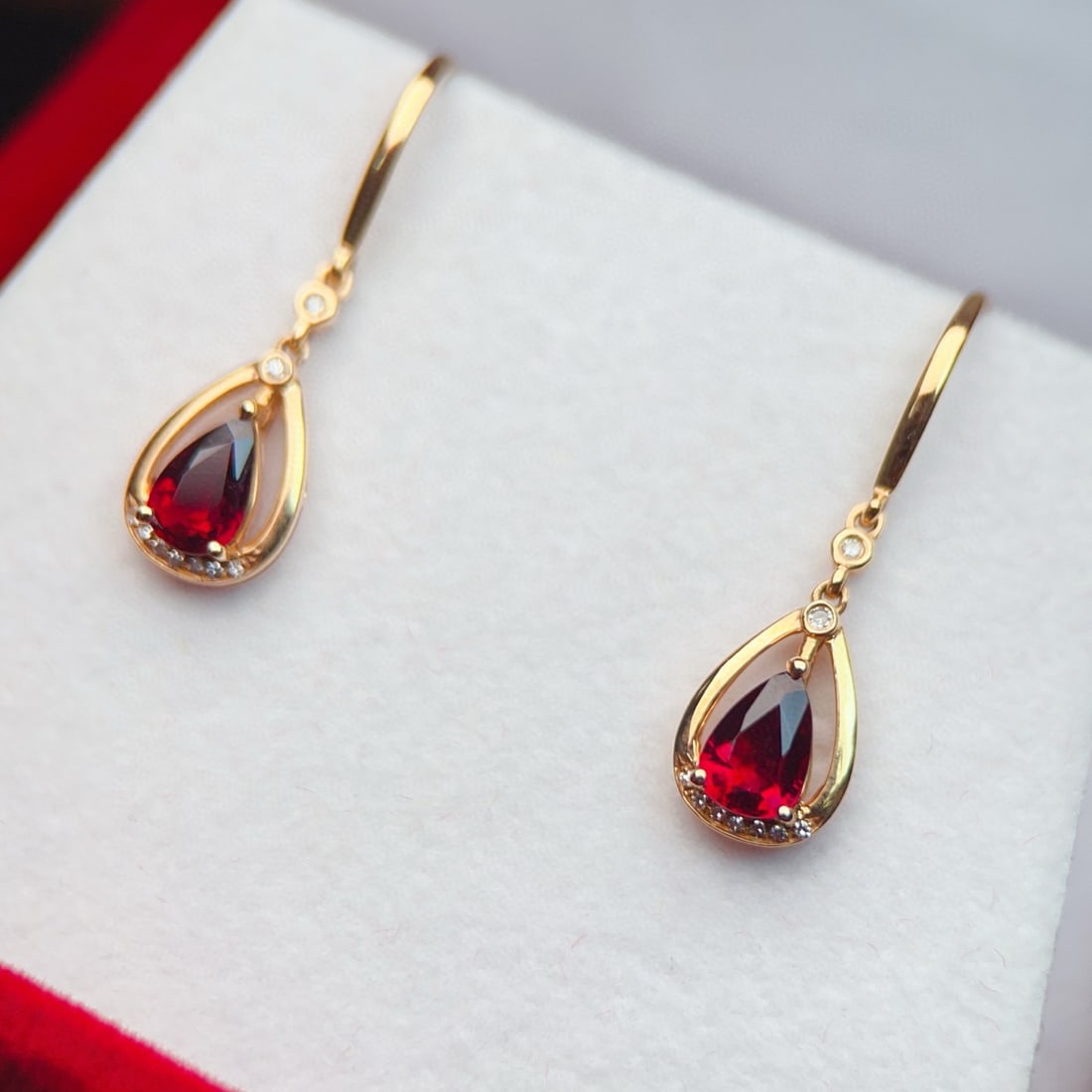 14k Gold 0.96 Ctw Natural Tourmaline & Diamond Earrings - 2