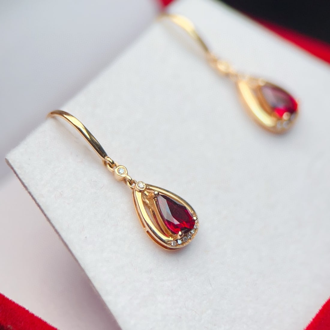 14k Gold 0.96 Ctw Natural Tourmaline & Diamond Earrings - 4