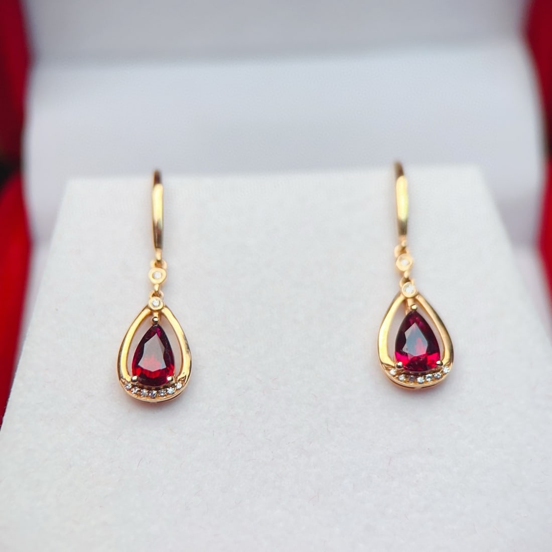 14k Gold 0.96 Ctw Natural Tourmaline & Diamond Earrings - 5
