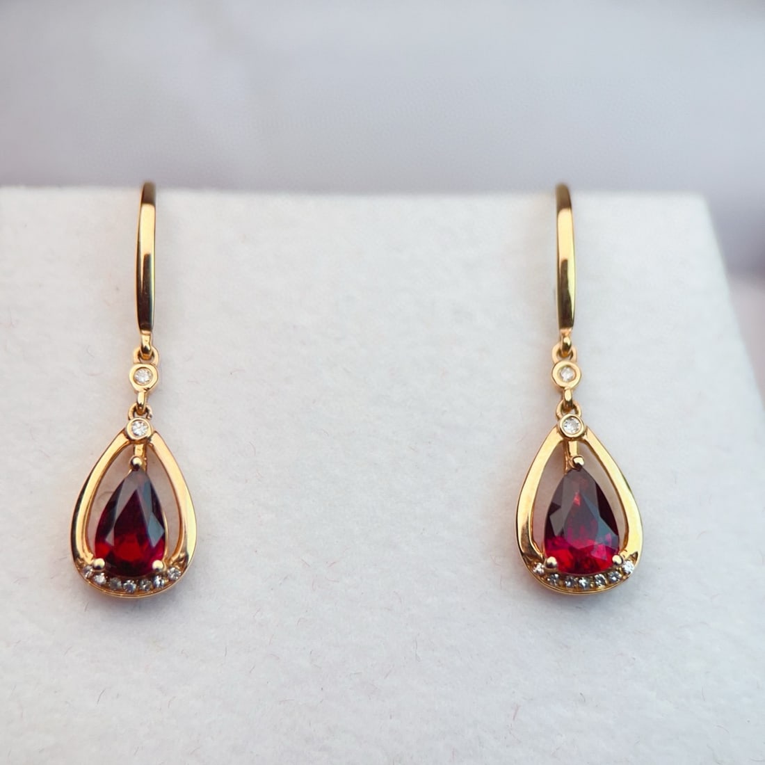 14k Gold 0.96 Ctw Natural Tourmaline & Diamond Earrings - 6