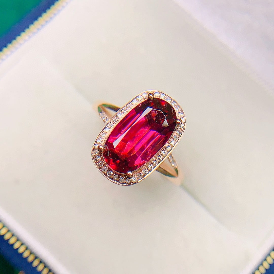 14k Gold 3.09 Ctw Natural Tourmaline & Diamond Ring - 2