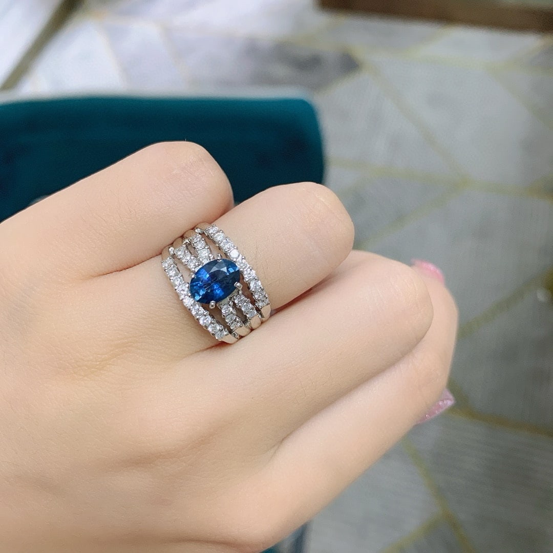 14k Gold 1.6 Ctw Natural Sapphire & Diamond Ring - 2