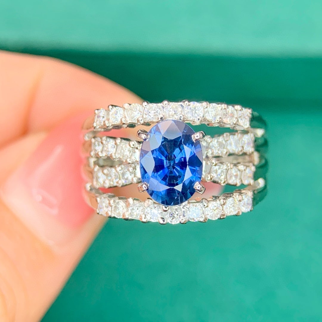 14k Gold 1.6 Ctw Natural Sapphire & Diamond Ring - 3