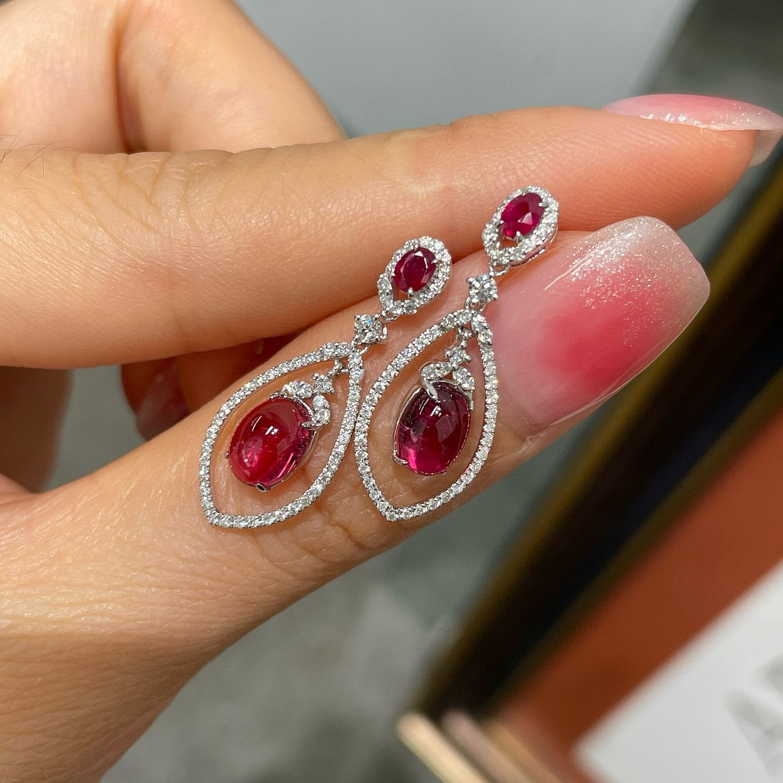 14k Gold 2.2 Ct Natural Tourmaline & Diamond Earrings - 4