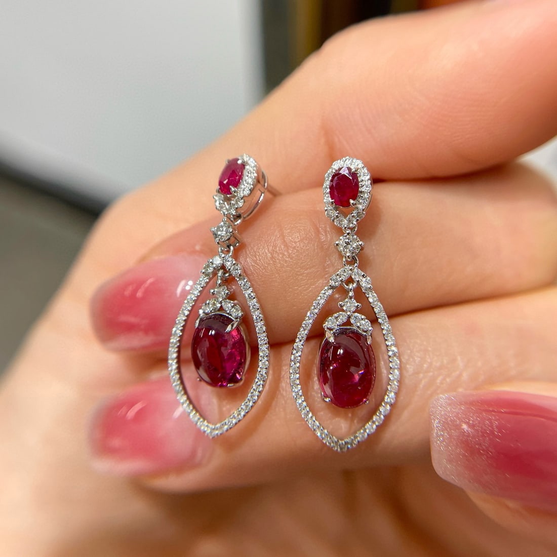 14k Gold 2.2 Ct Natural Tourmaline & Diamond Earrings - 5