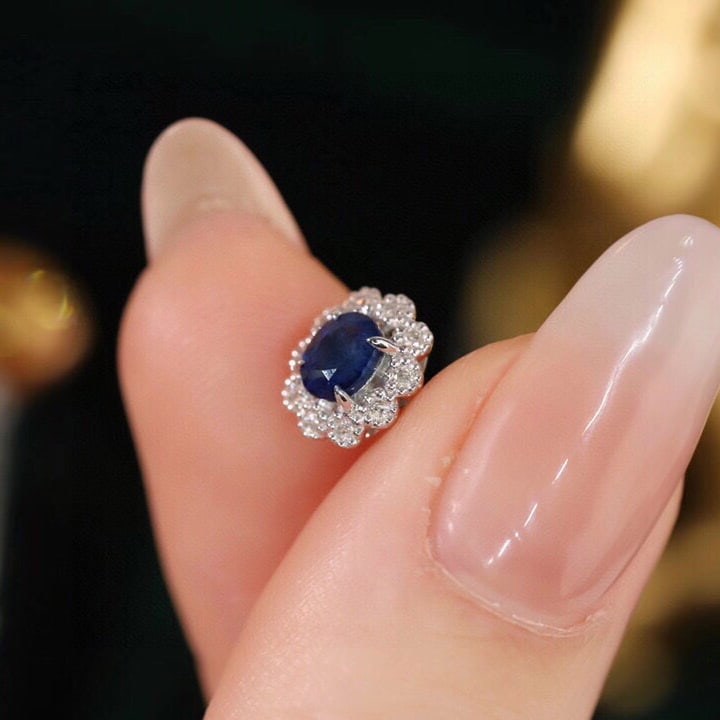 14k Gold 1.12 Ctw Natural Sapphire & Diamond Earrings - 6